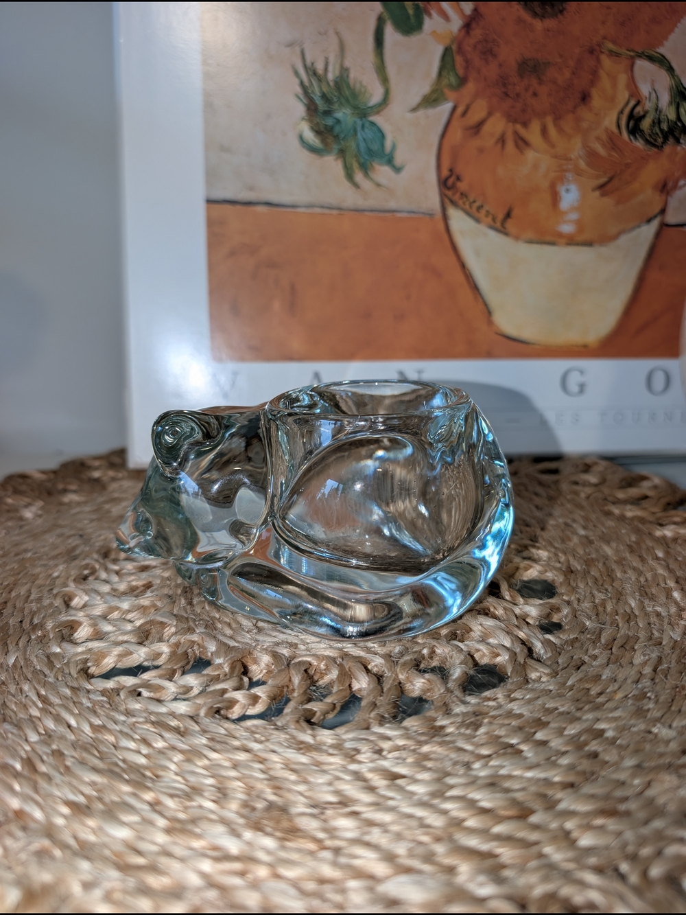 2/15$ 💓 Clear Glass Cat Tealight Holder - Home Art